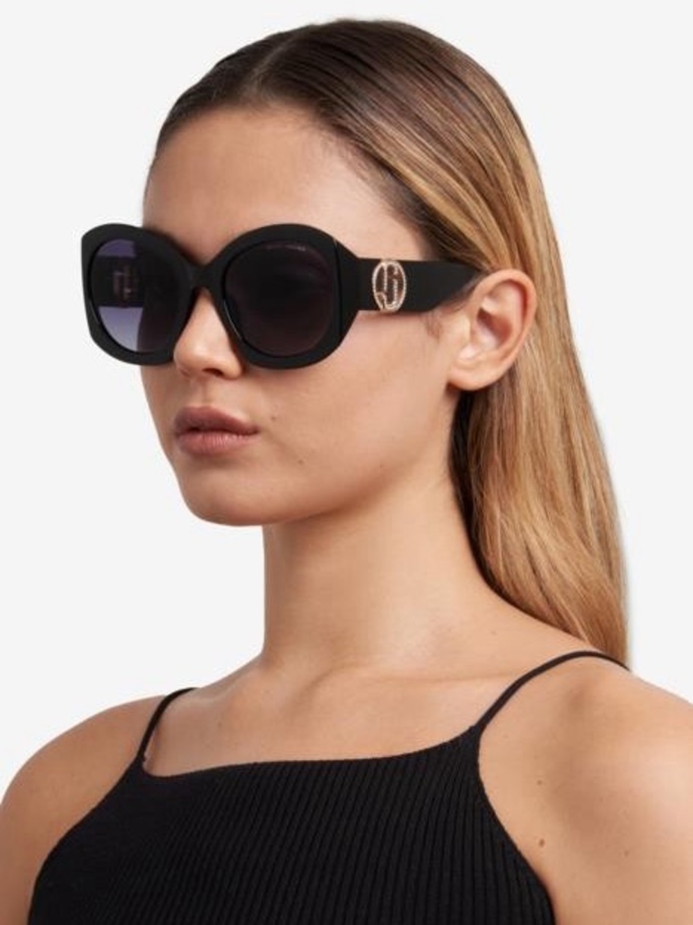Marc Jacobs Black Frame with Gradient Gray Lenses Oversized Womens Sunglasses
